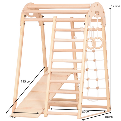 Indoor-Klettergerüst aus Naturholz – Produktansicht 1 – RINAGYM