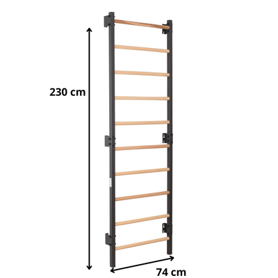 Sprossenwand STEEL 1 Graphit – Stahl & Buchenholz – weitere Produktansicht 2 – RINAGYM