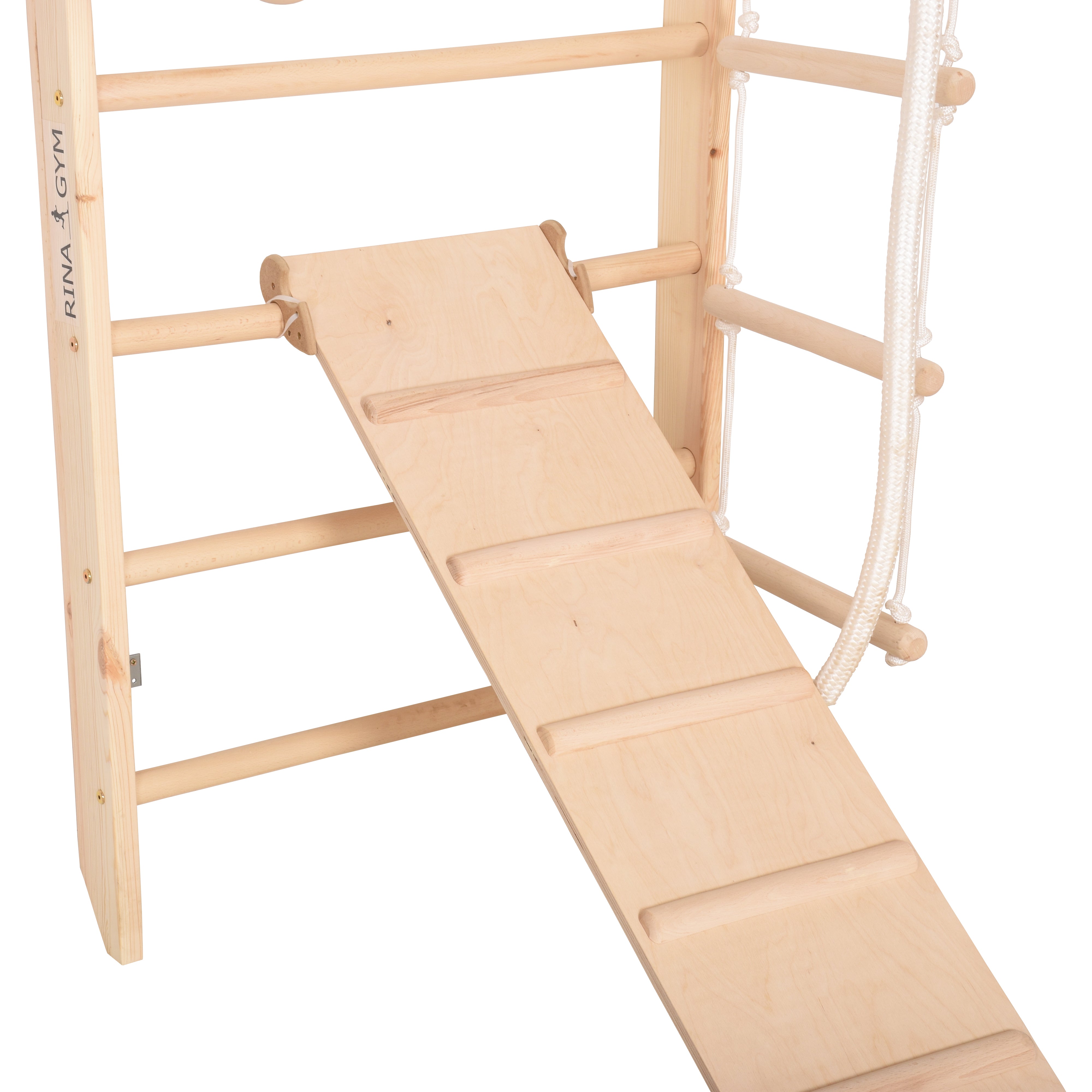 Sprossenwand Kombi 3 aus Holz mit Rutschbrett – weitere Produktansicht 17 – RINAGYM