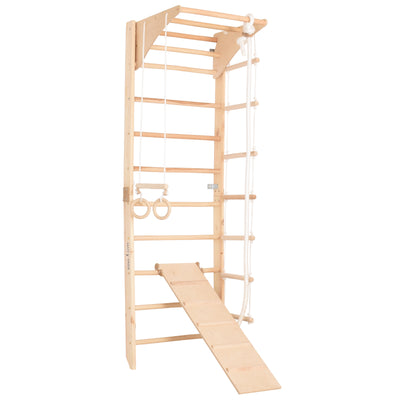 Sprossenwand Kombi 3 aus Holz mit Rutschbrett – RINAGYM