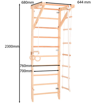 Sprossenwand Sport 2 aus Holz mit Klimmzugstange – weitere Produktansicht 2 – RINAGYM