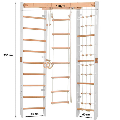 Indoor-Klettergerüst Eck weiß mit Netz – weitere Produktansicht 2 – RINAGYM