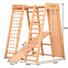 Mur d'escalade intérieur pour enfants et adultes – Structure en bois avec barre de traction, anneaux de gymnastique, corde d'escalade, échelle suédoise, barre réglable et rampe d'escalade double face – Modèle 3, couleur bois naturel (EN 913)