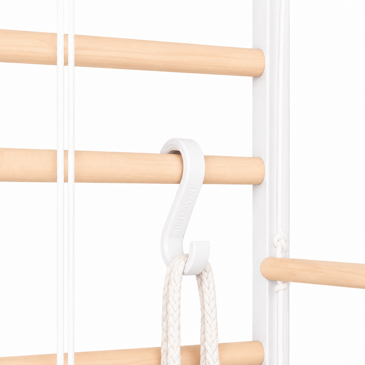 Weißer S-Haken für Sprossenwand – Halterung für Turnringe und Gymnastikringe