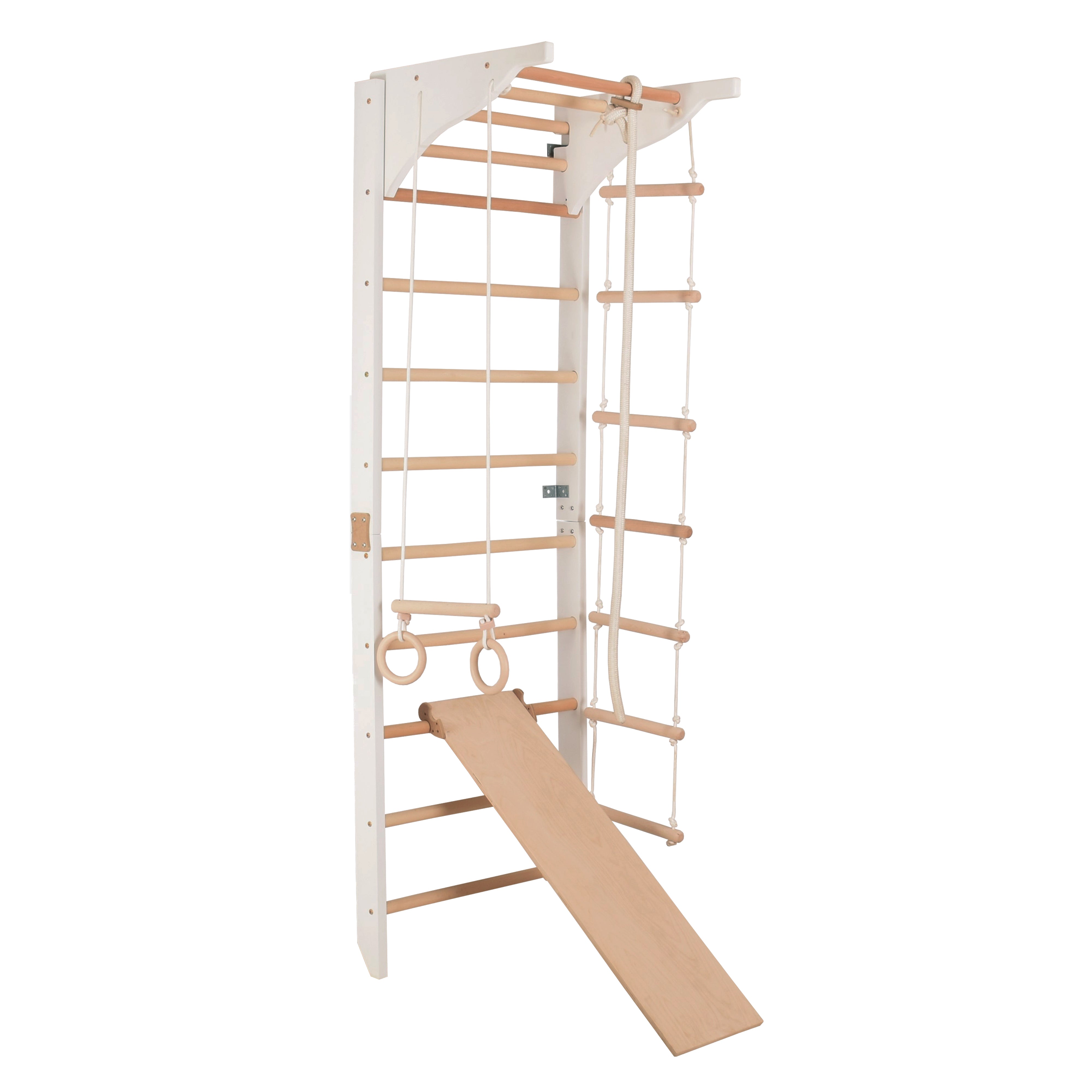 Sprossenwand PRO 3 weiß – Dip-Barren & Kletterrampe – weitere Produktansicht 3 – RINAGYM