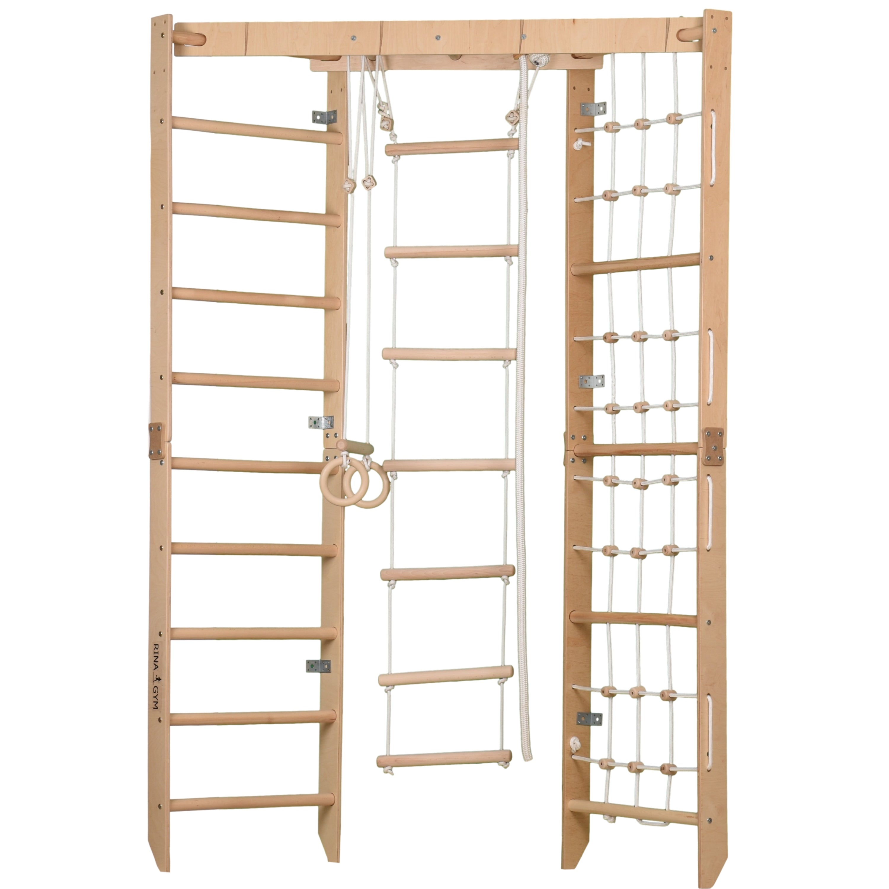 Structure d’escalade d’angle en bois – Échelle d’escalade, filet, échelle suspendue – Appareil de fitness compact pour toute la famille (SPR Corner Lack)