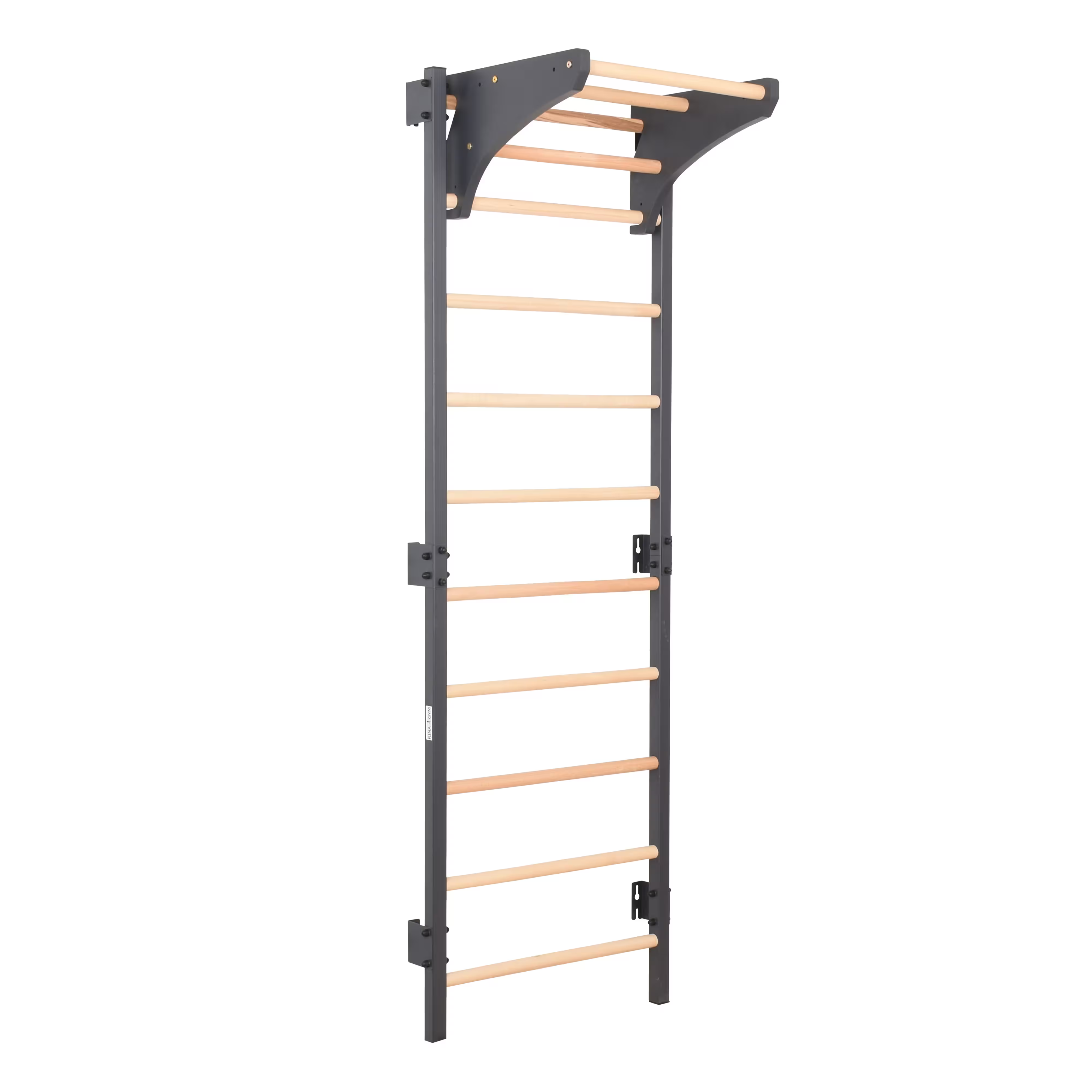 Sprossenwand STEEL KOM 2 Graphit mit Turnringen & Strickleiter – weitere Produktansicht 3 – RINAGYM
