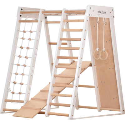 Indoor-Klettergerüst weiß 145 cm mit Netz – RINAGYM