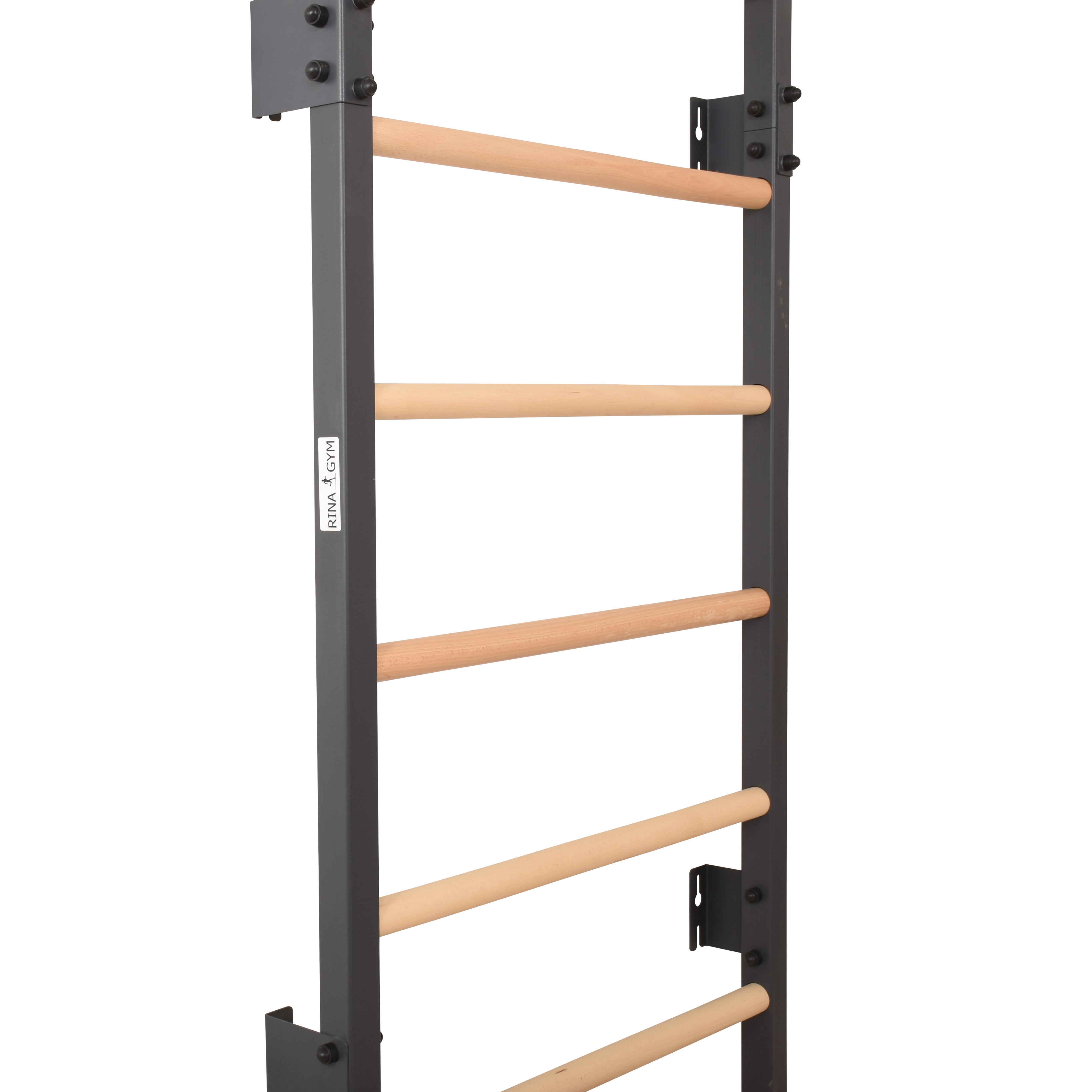 Sprossenwand aus Stahl und Buchenholz in Graphit – Produktansicht 6 – RINAGYM