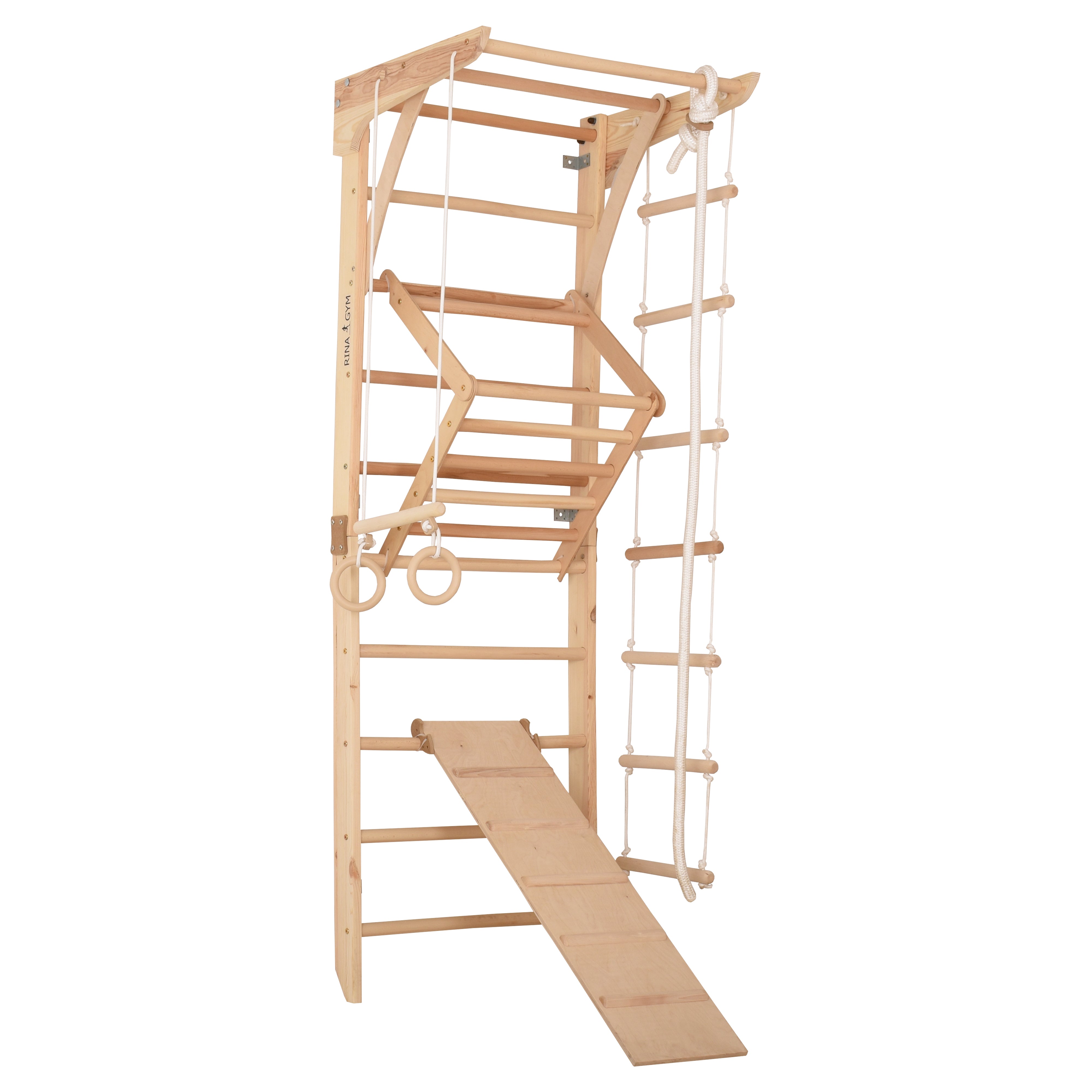Sprossenwand Kinder 3 aus Holz mit Rutschbrett – weitere Produktansicht 3 – RINAGYM
