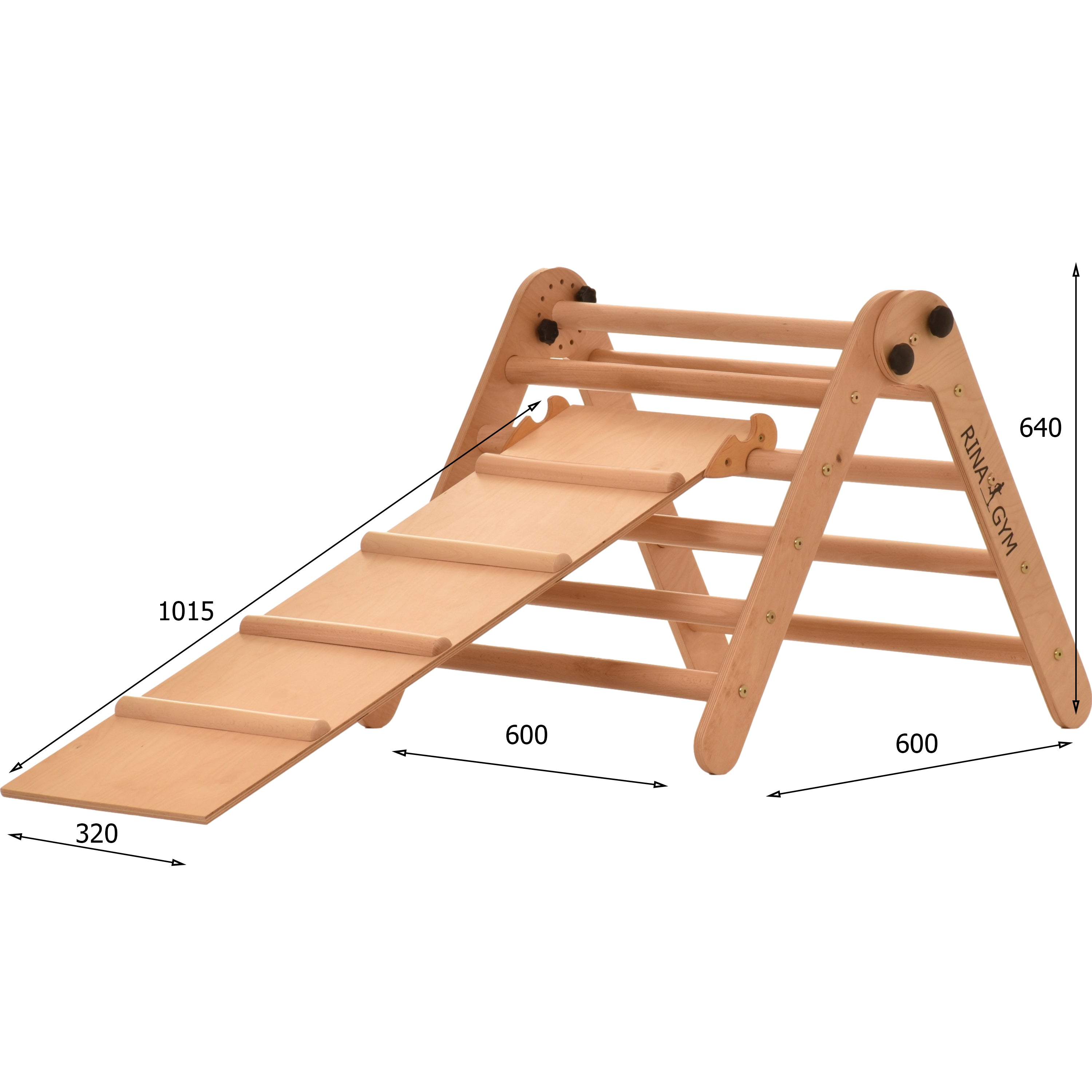 Kletterdreieck mit Rutsche Aslide Natur – weitere Produktansicht 2 – RINAGYM
